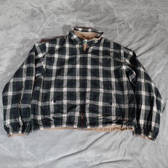 Vintage Tommy Hilfiger Golf Harrington Jacket Mens XL Short Fit Reversible Plaid - Picture 1 of 7